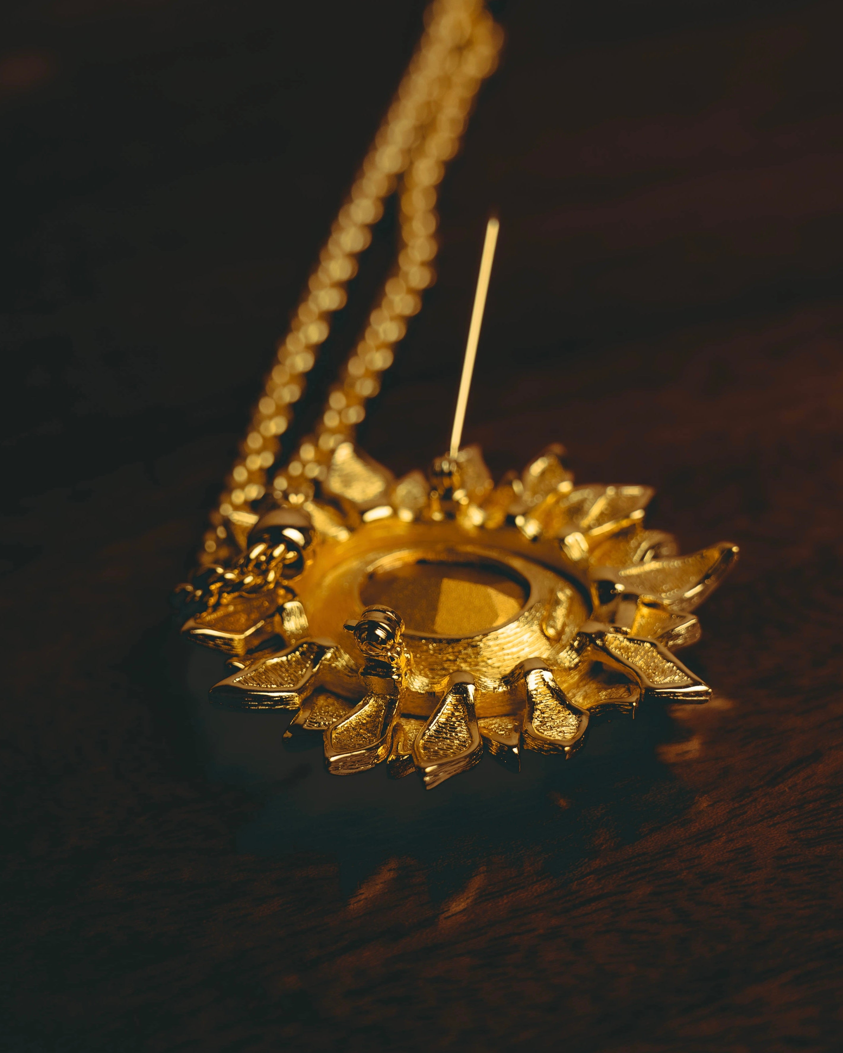 -SPECIAL- “Christian Dior” 80’s-90’s Sunburst amber glass pendant brooch