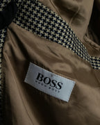 "HUGO BOSS" Houndstooth structured shoulder line tailored jacket