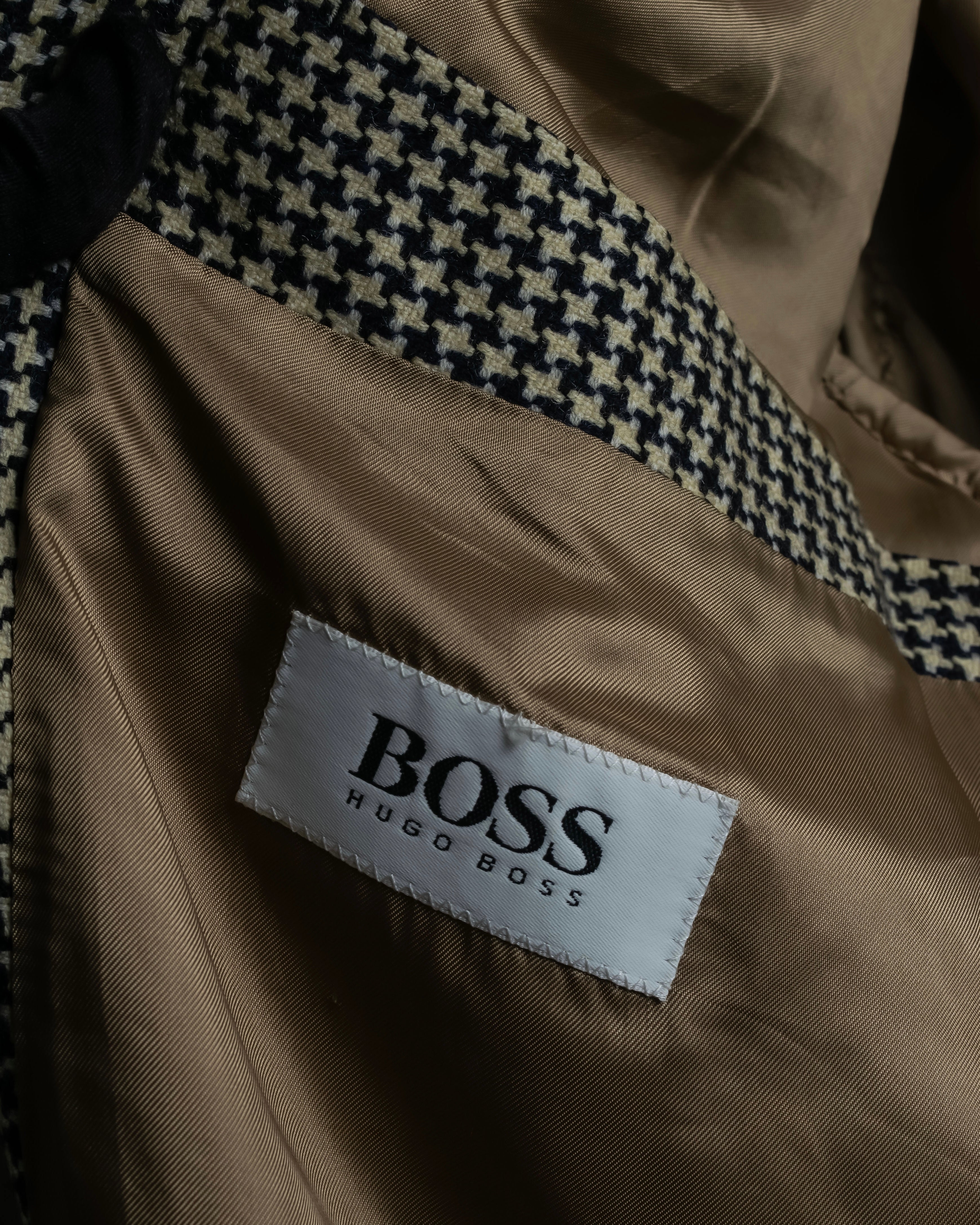 "HUGO BOSS" Houndstooth structured shoulder line tailored jacket
