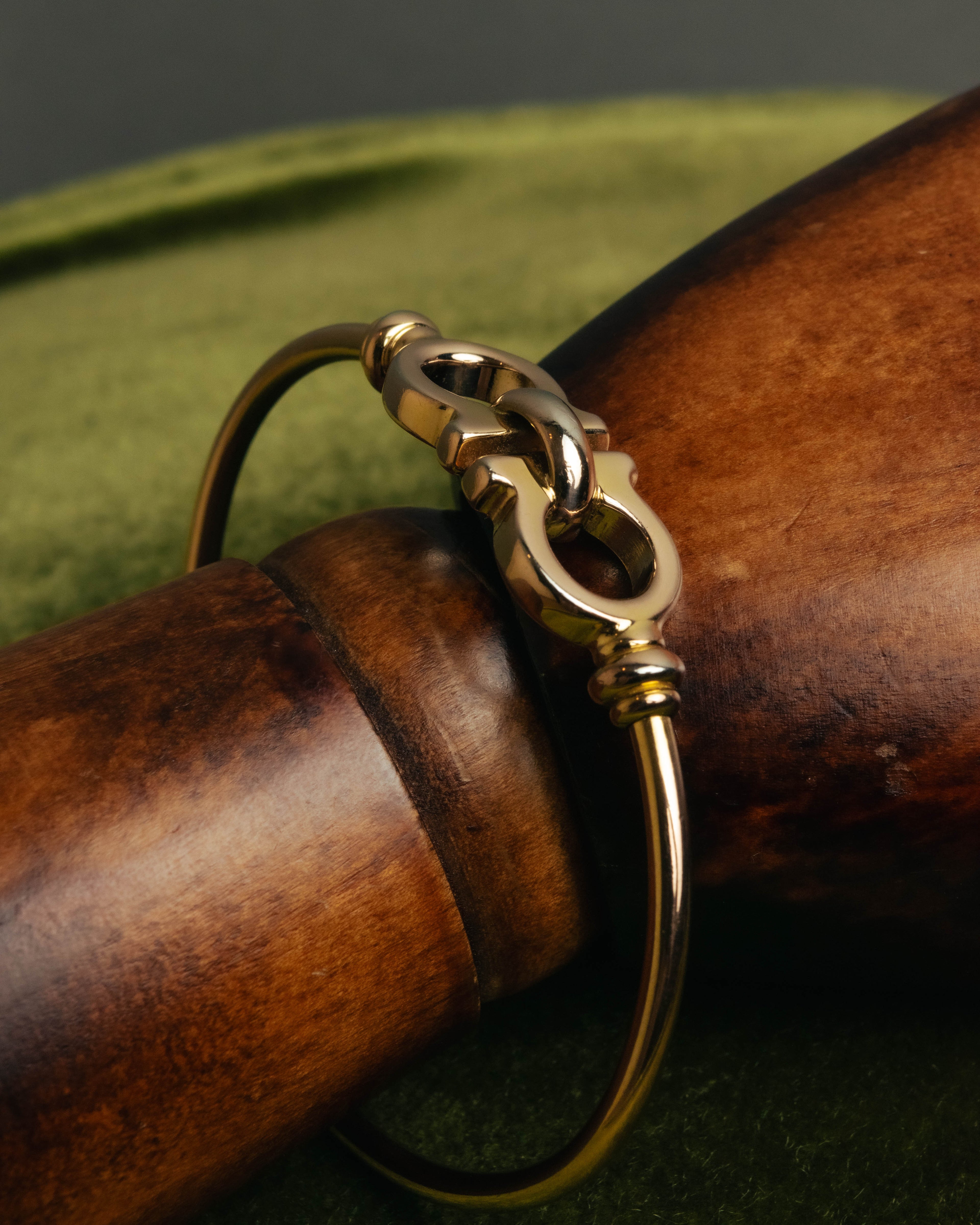 “Salvatore Ferragamo” 90’s-00’s Gancini gold tone bangle bracelet