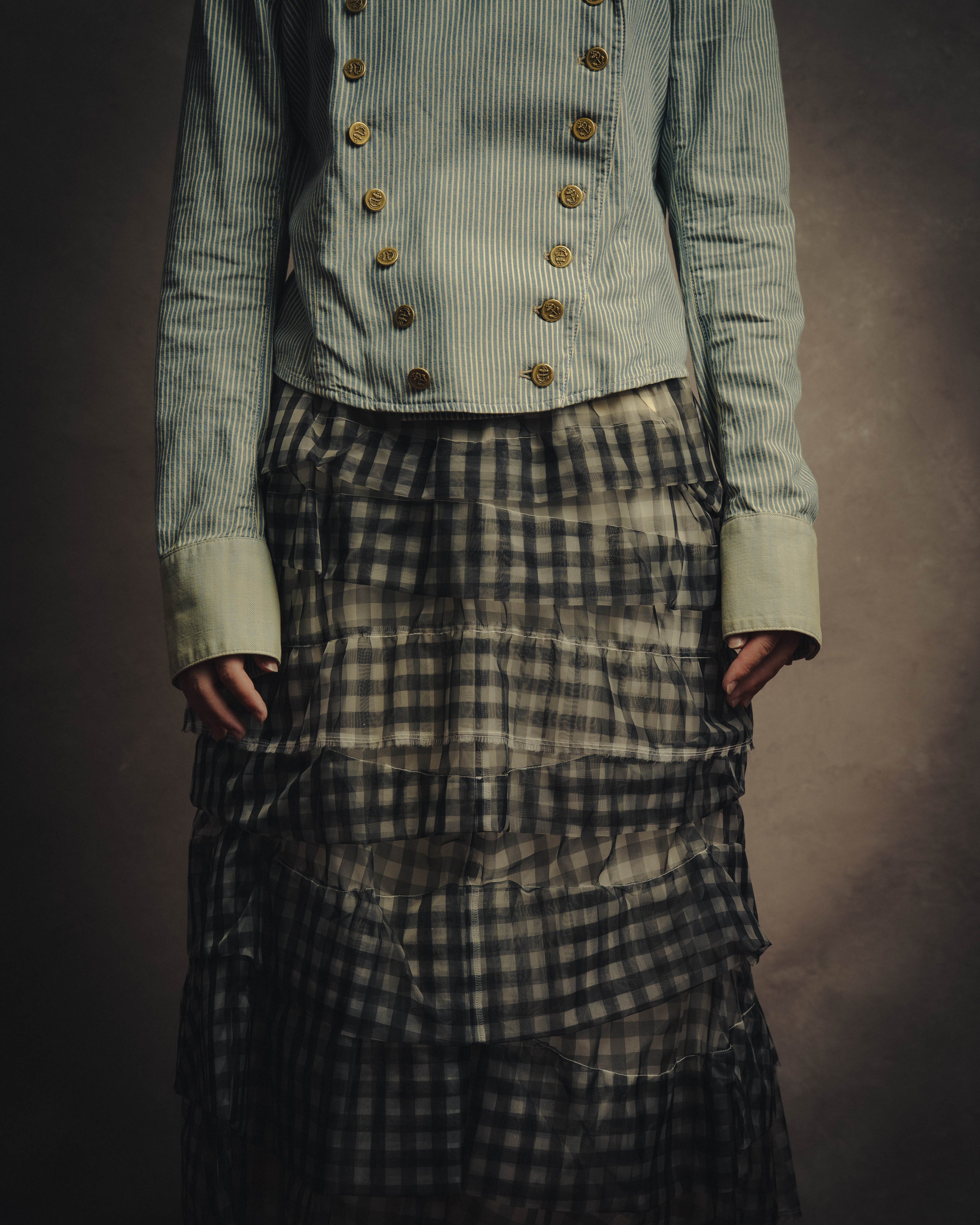 -SPECIAL- "tricot COMME des GARÇONS" 07SS Gingham check sheer tiered ruffle skirt