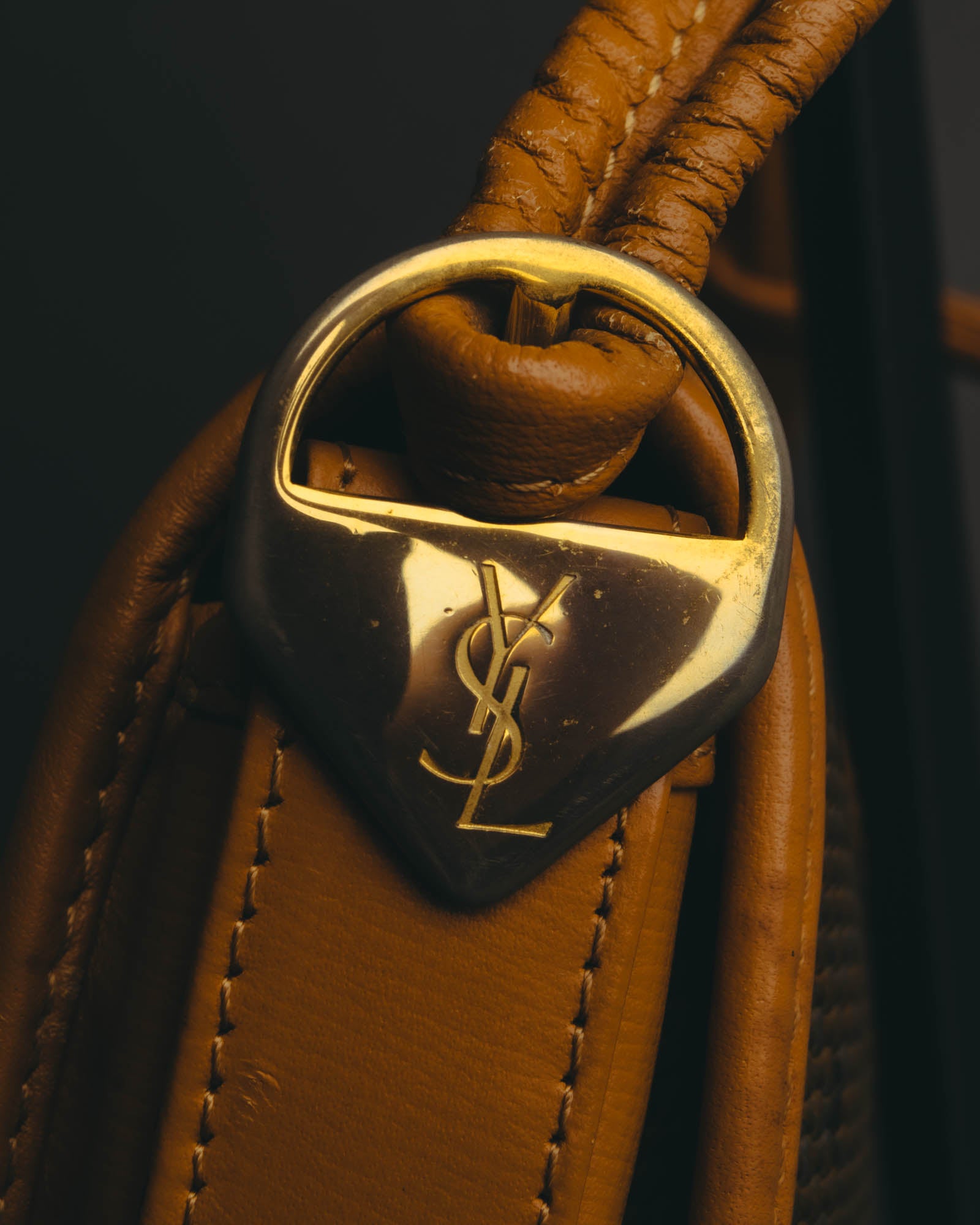 "Yves Saint Laurent" 70's-90's Woven leather shoulder bag
