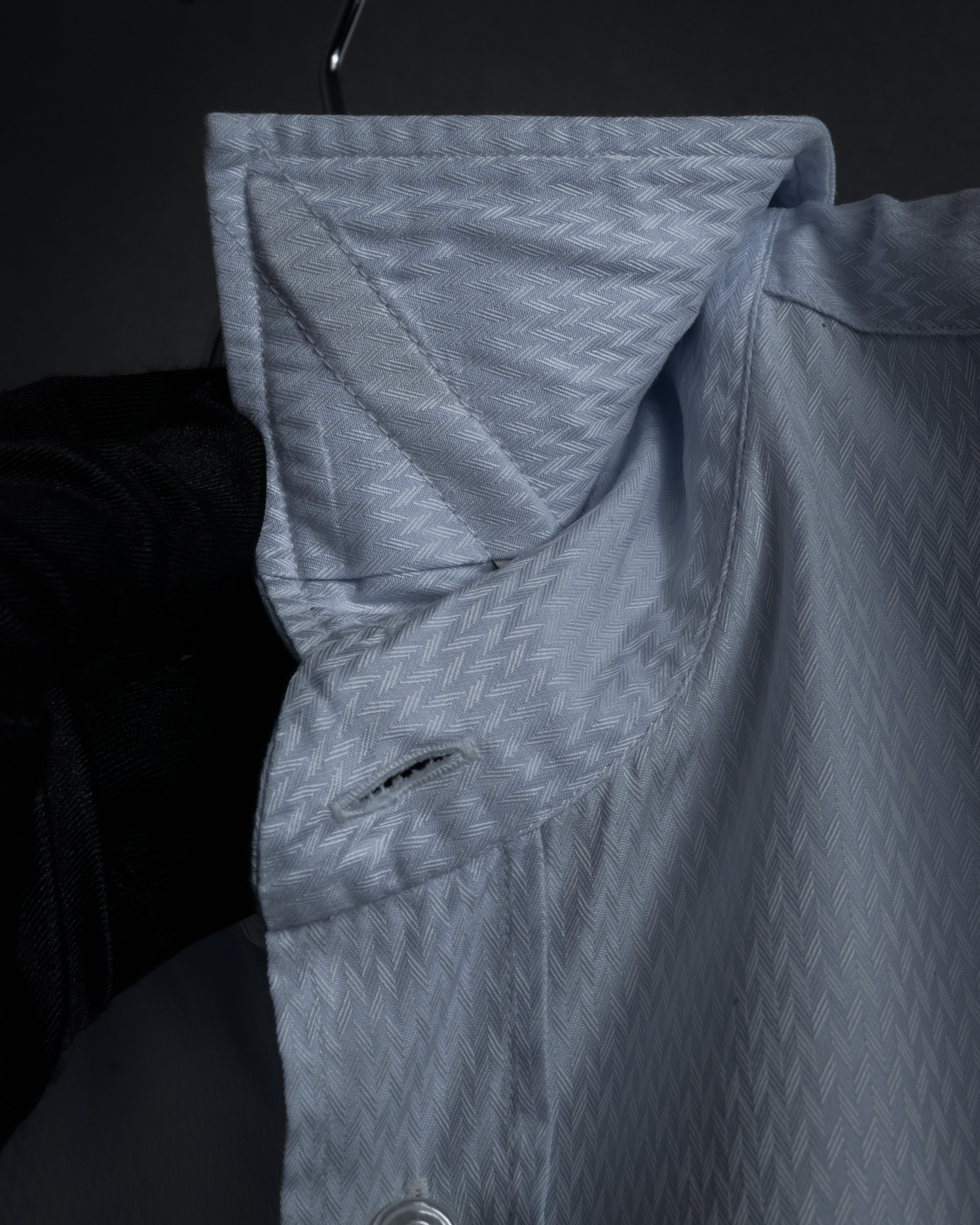 “HERMES” 80’s clou de selle-button jacquard dress shirt