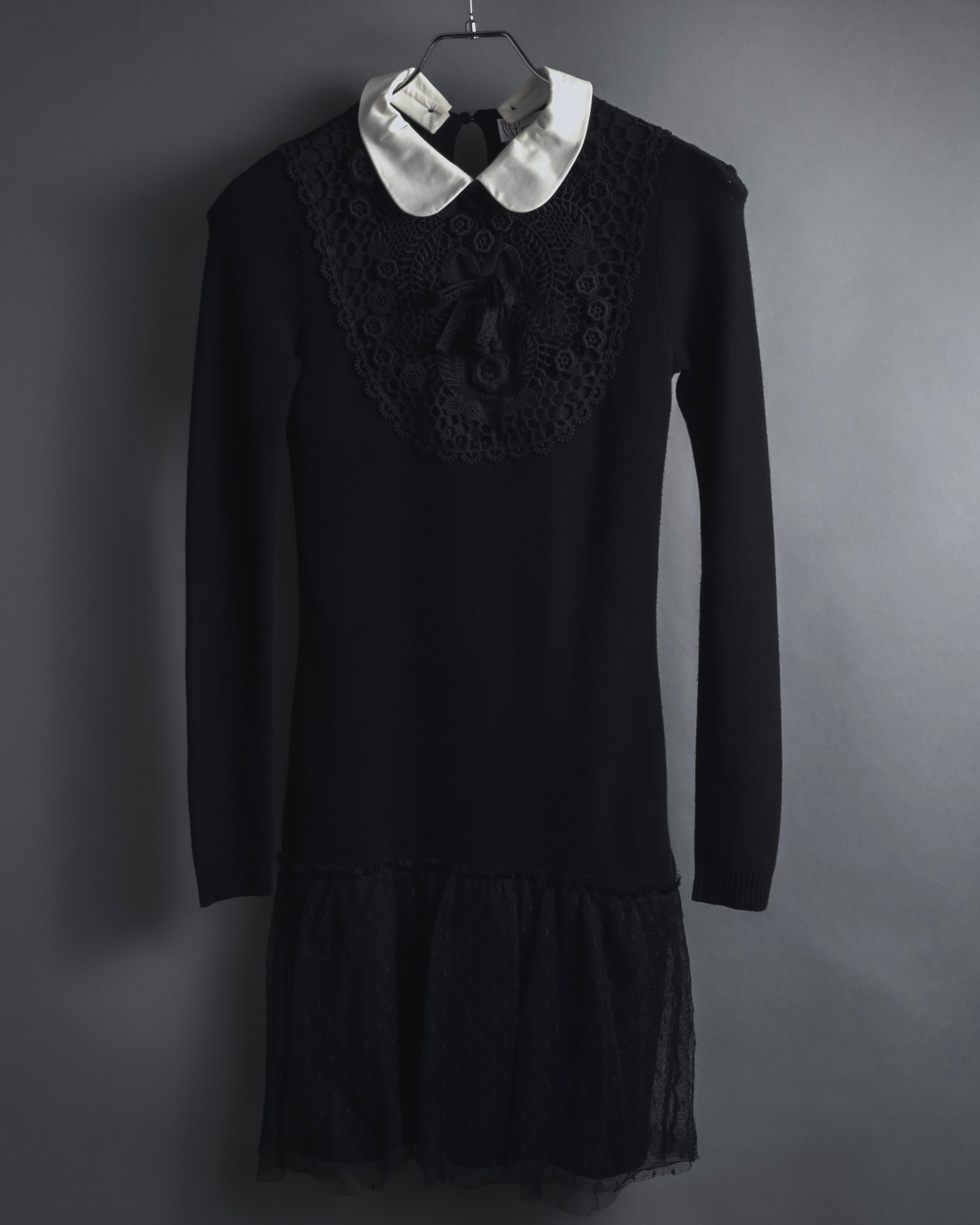 RED VALENTINO (レッドヴァレンティノ) - Lace Bib Knit Tunic Dress