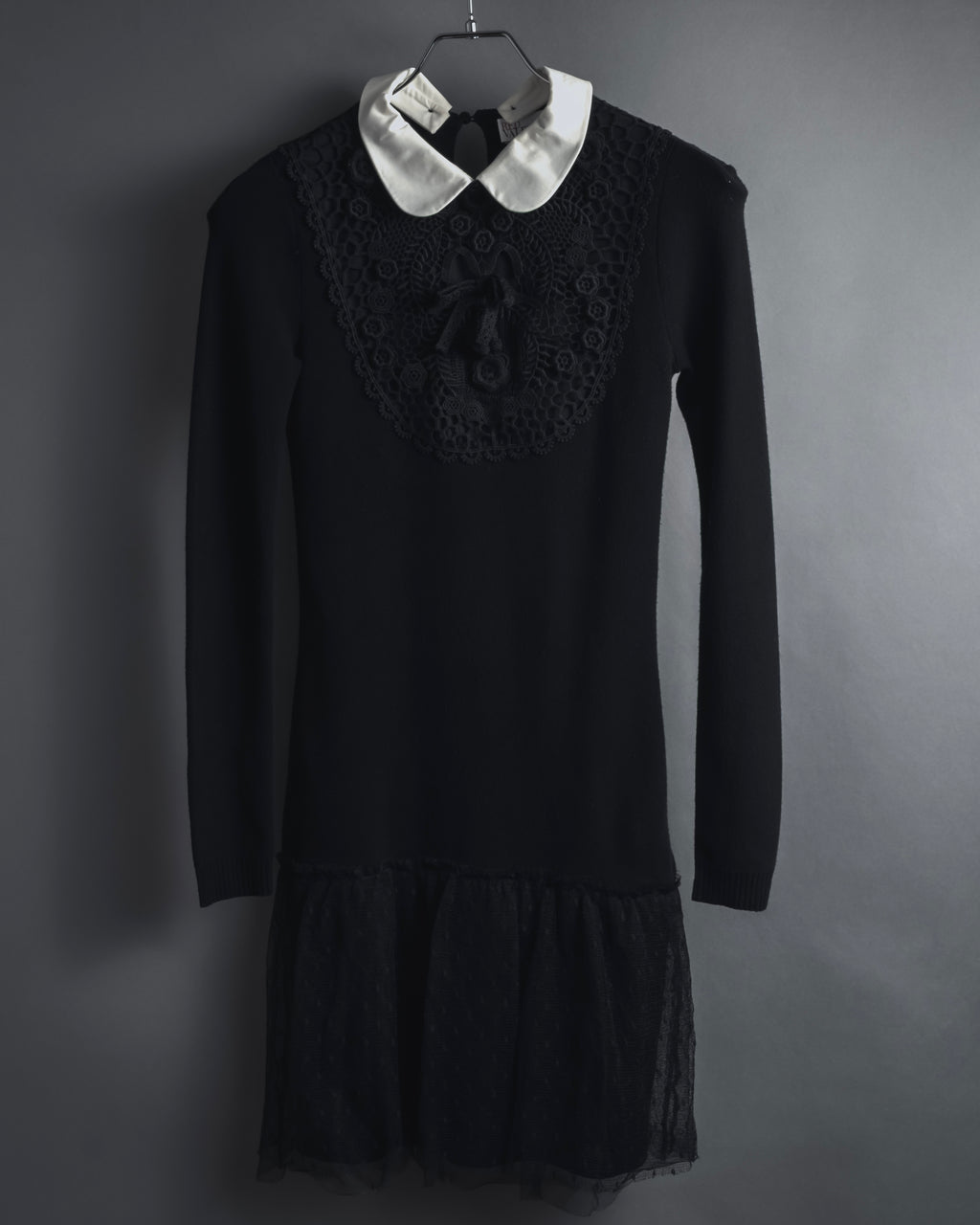 "RED VALENTINO" Lace bib knit tunic dress