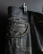 "Dolce &amp; Gabbana"Faded design gray denim pants