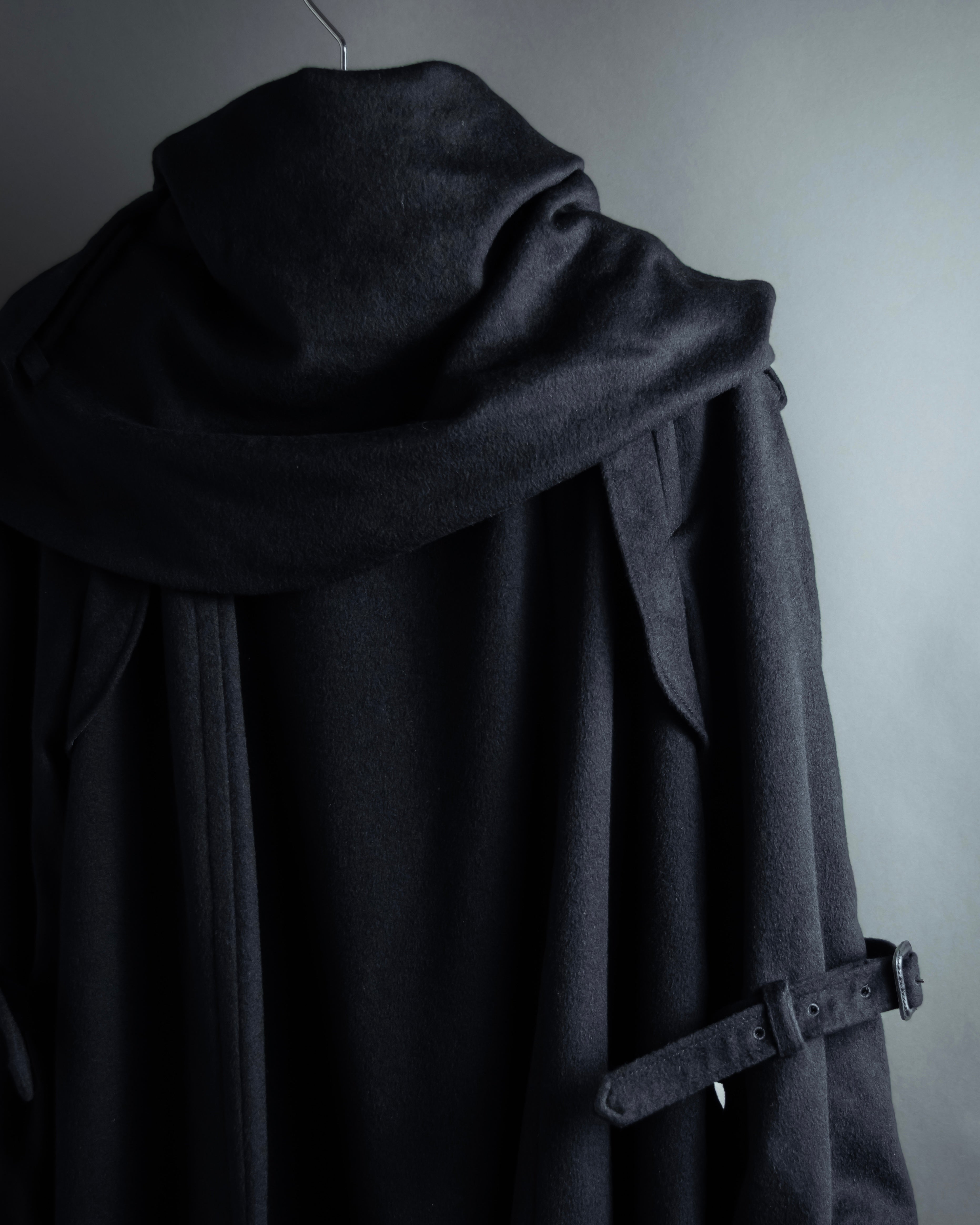 "TORUICHOU" Muffler-style collar military detail coat