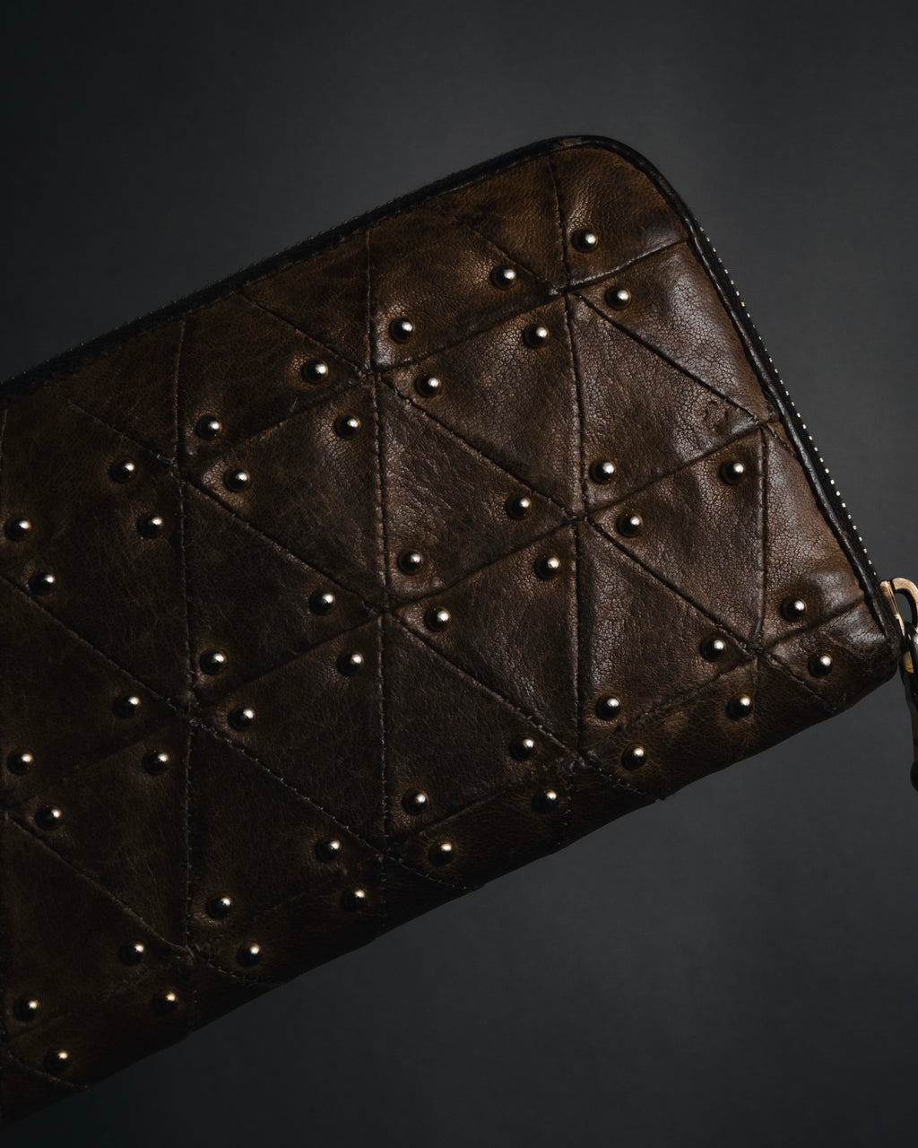 "MIU MIU" 10’s studded quilted vintage leather zip wallet