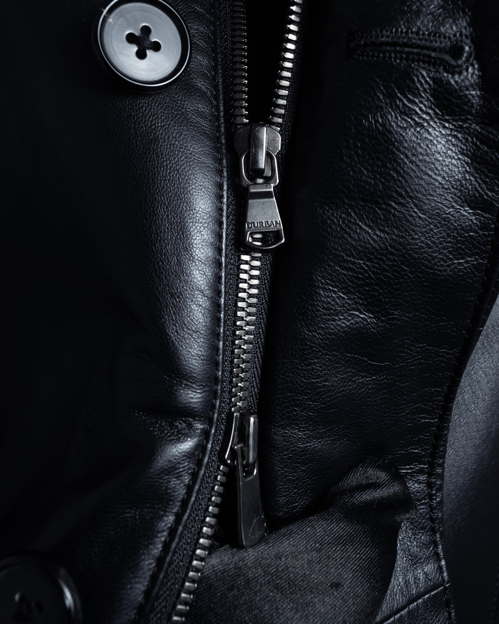 "DURBAN" Double zipper sheepskin leather coat