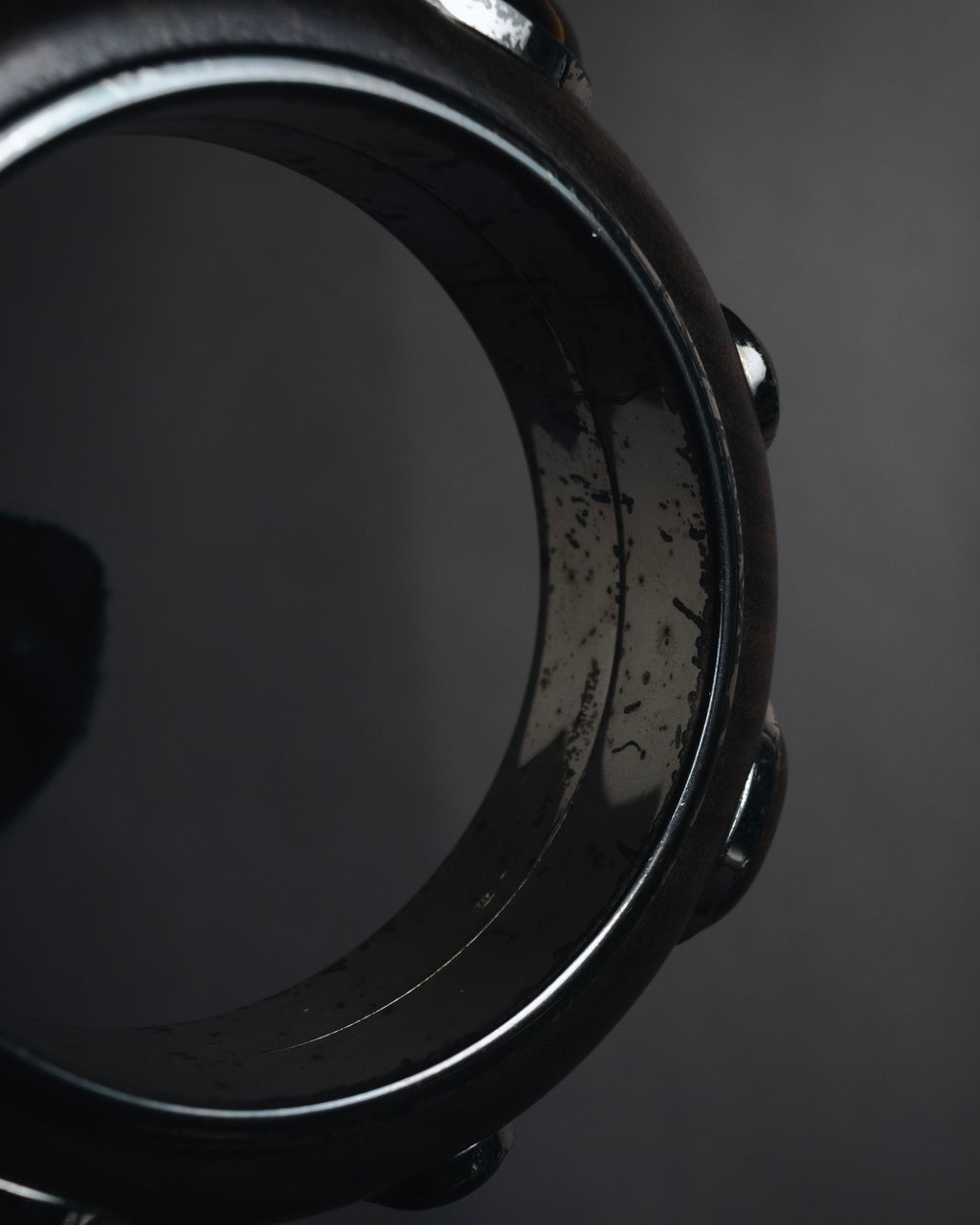 "Bottega Veneta" 2006-2012 ebony and sterling silver tiger eye bangle