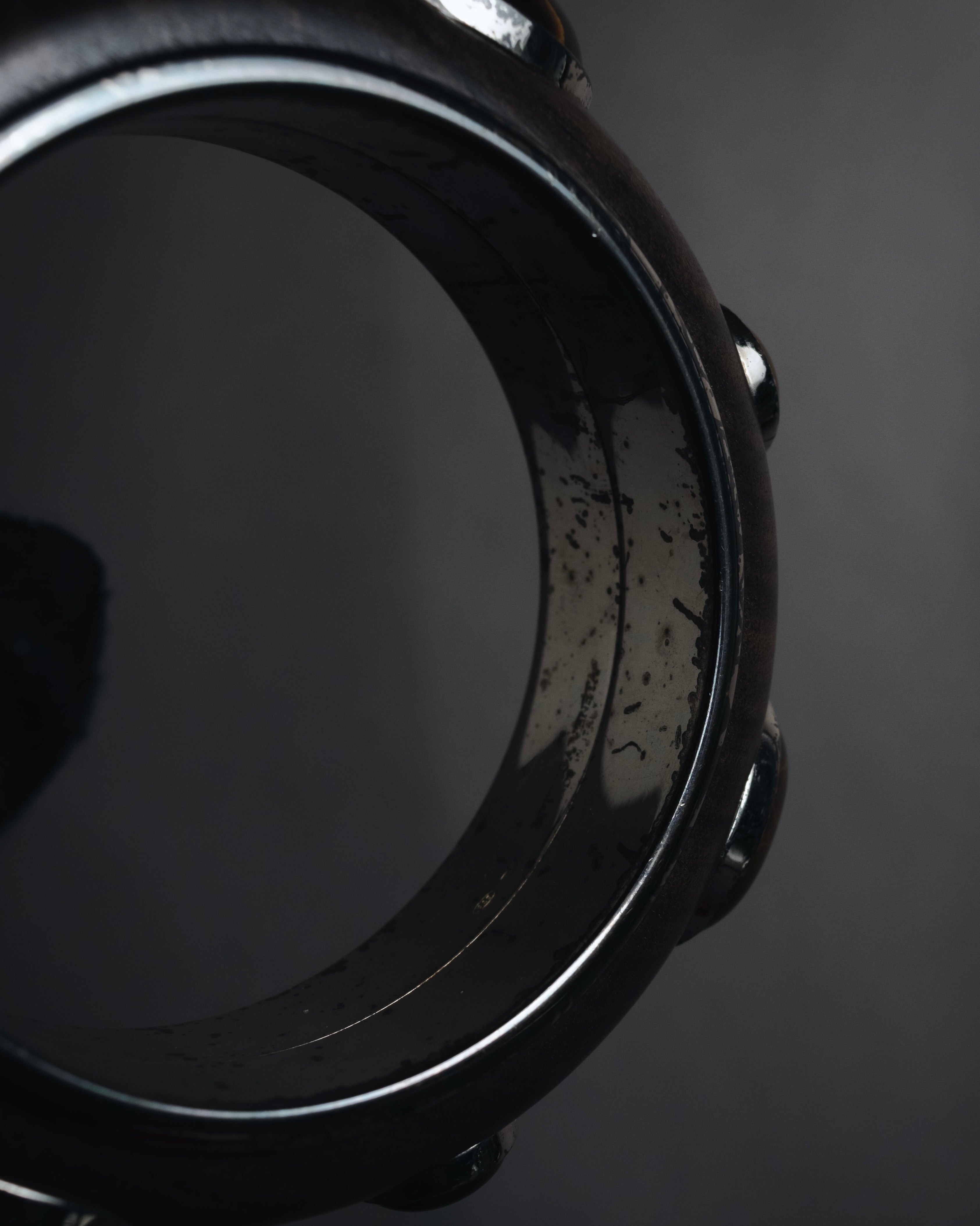 "Bottega Veneta" 2006-2012 ebony and sterling silver tiger eye bangle