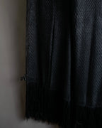 "GIORGIO ARMANI" Waffle low gauge knit fringe design stole