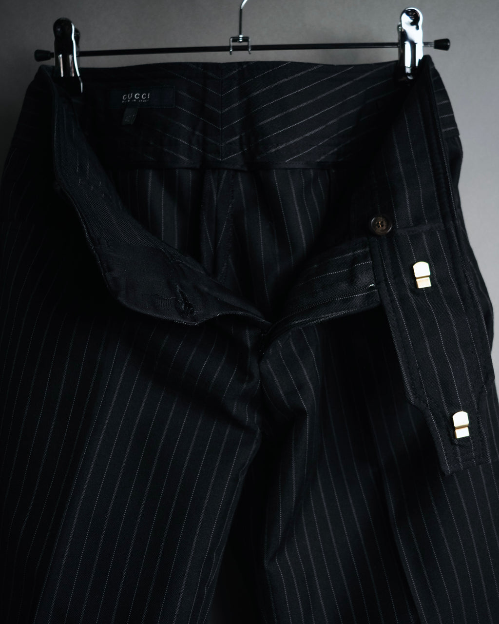 "GUCCI" 90’s-00’s signature hardware pinstripe wool slacks