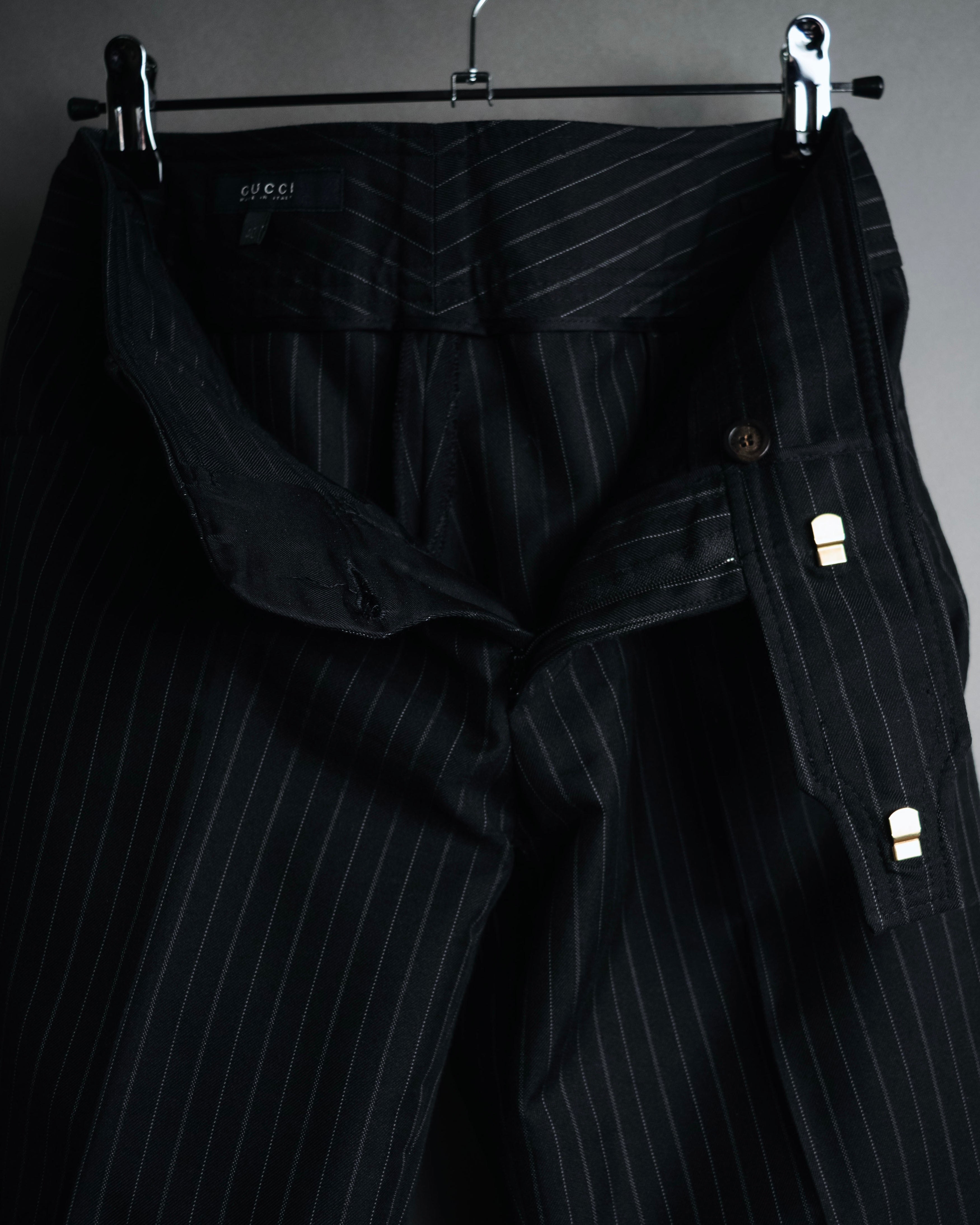 "GUCCI" 90’s-00’s signature hardware pinstripe wool slacks
