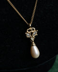 "Christian Dior" Pearl bijou gold chain necklace