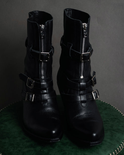 “CELINE” 19-23 Multi buckle zip biker boots