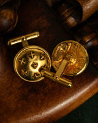 "CHANEL" Dome relief cross motif gold cufflinks