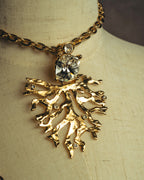 -SPECIAL- "Yves Saint Laurent" 90's-00's Sculptural coral motif crystal pendant necklace