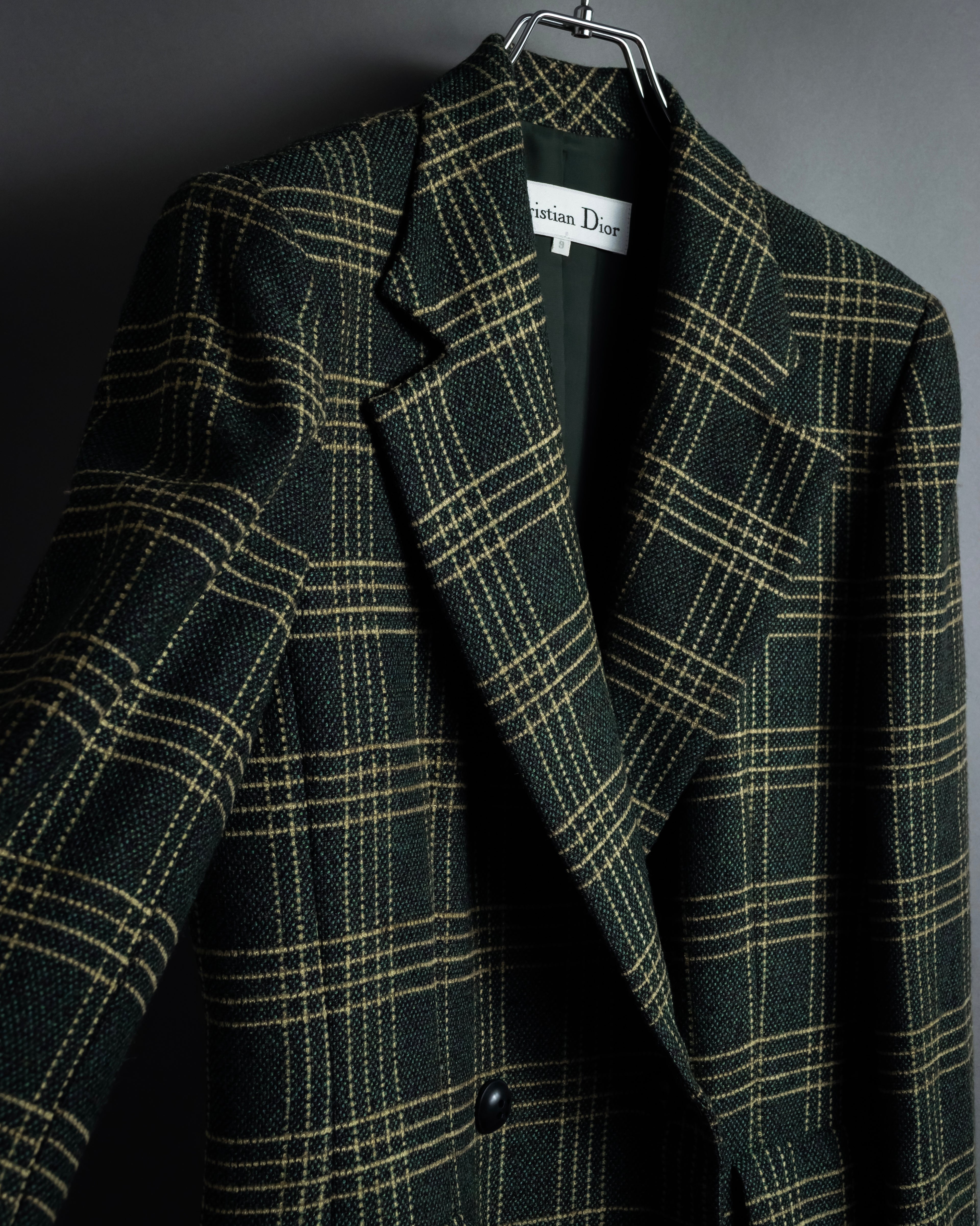 "Christian Dior" Windowpane check tailored jacket