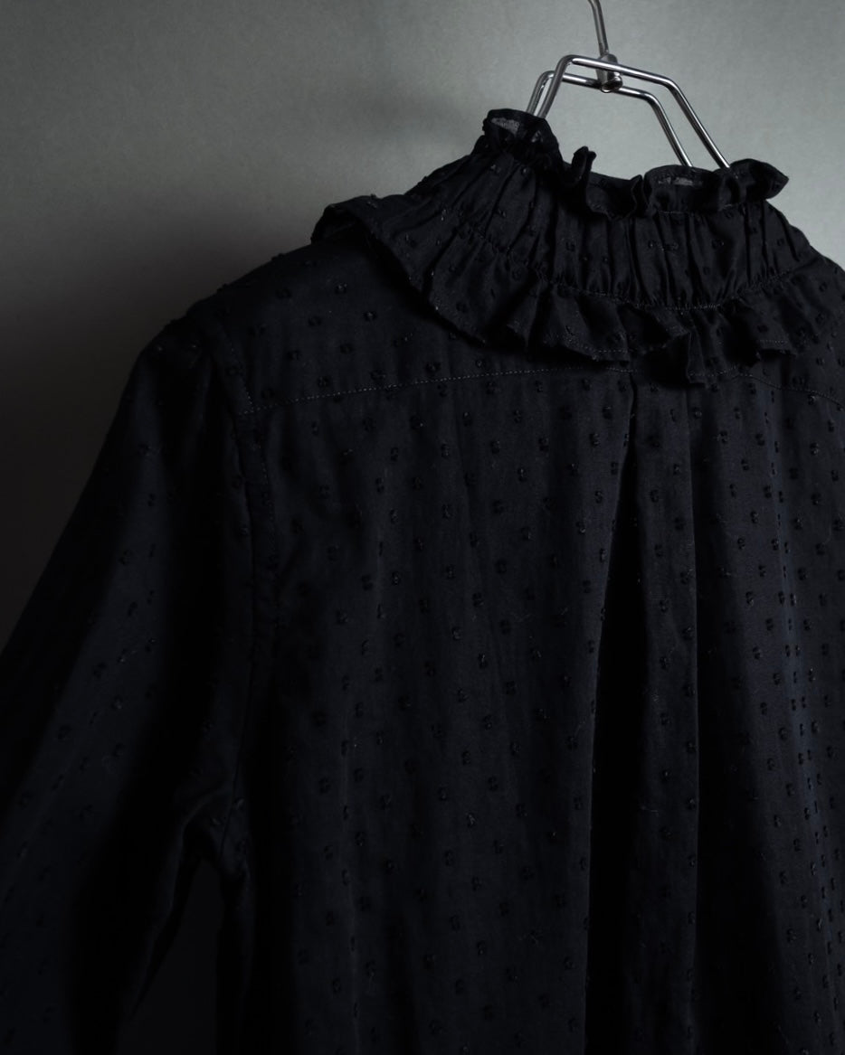 "tricot COMME des GARCONS"  80's Tiered ruffle design, dotted sheer blouse