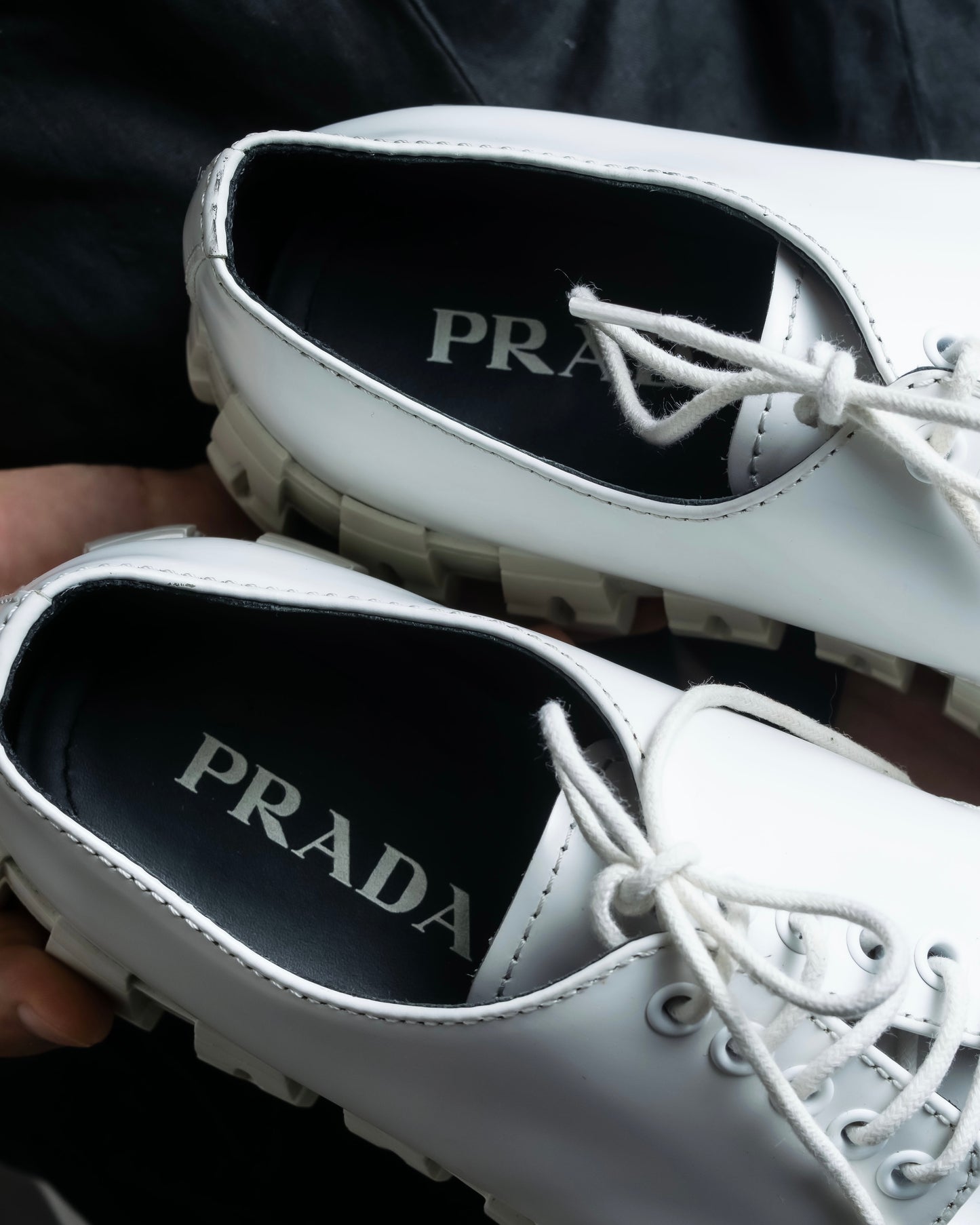 "PRADA" Tire sole white color derby shoes