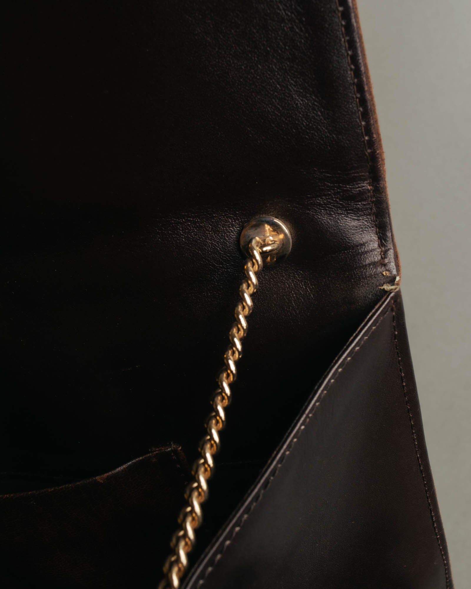 “LOEWE” 80’s-90’s Suede anagram chain shoulder bag