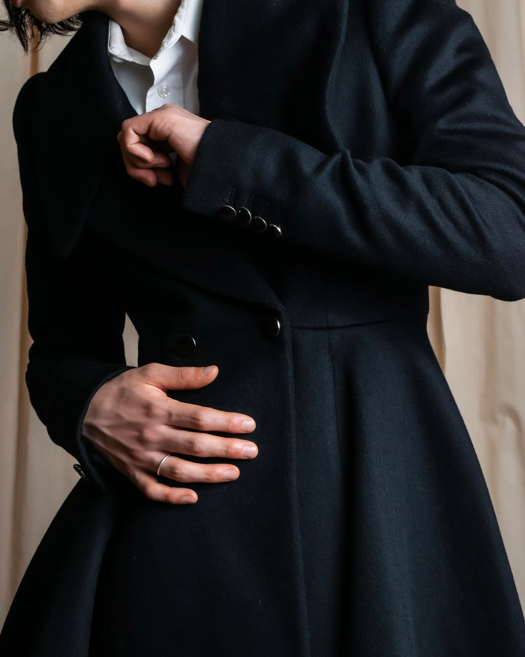 "Alexandar McQueen" Sarah Burton period large lapel double-breasted oversized mid length coat