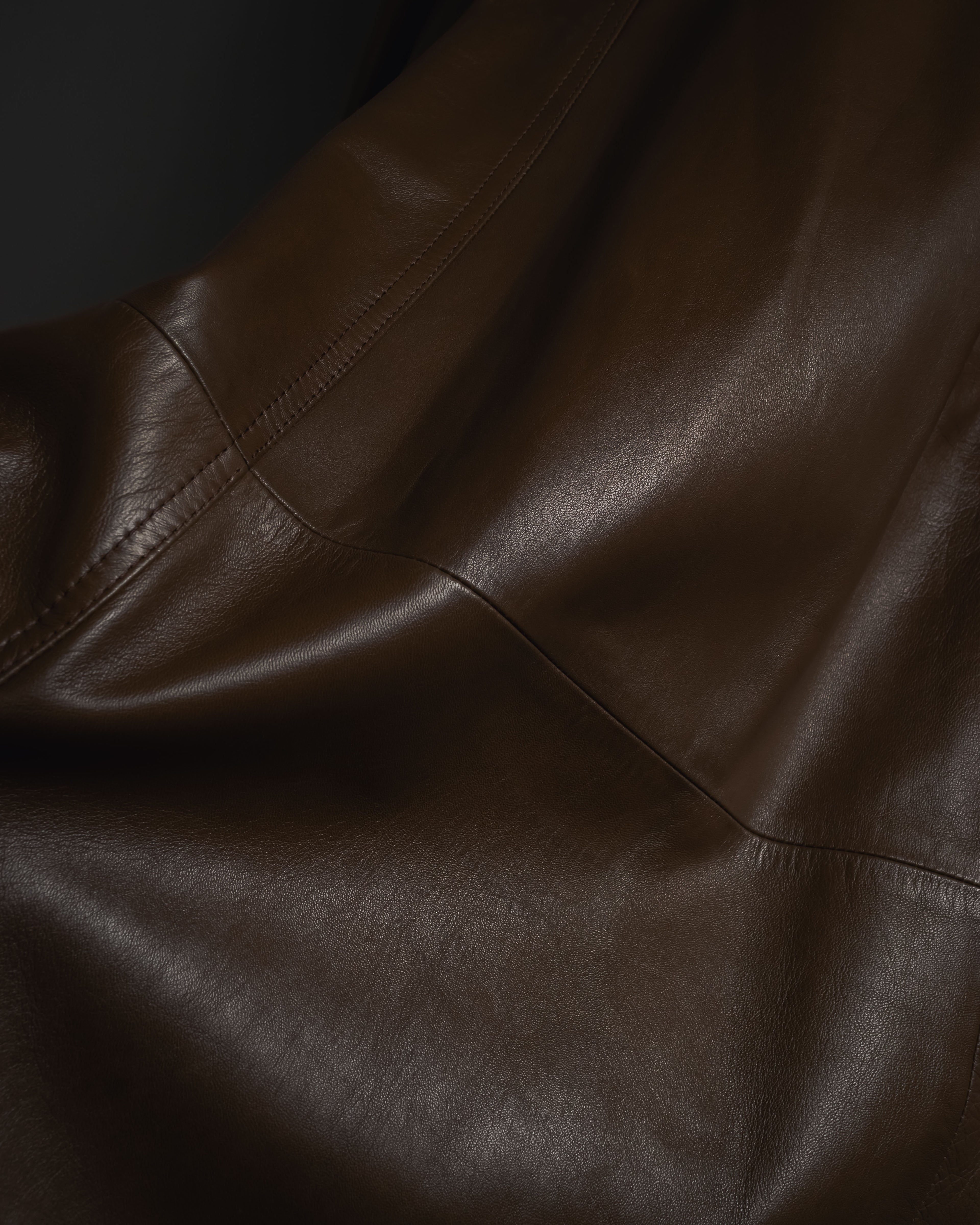 -SPECIAL- "LOEWE" 80’s Military detail stencil leather coat