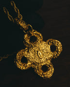 -SPECIAL- "YVES SAINT LAURENT" 80's-90's Baroque pearl textured gold pendant necklace