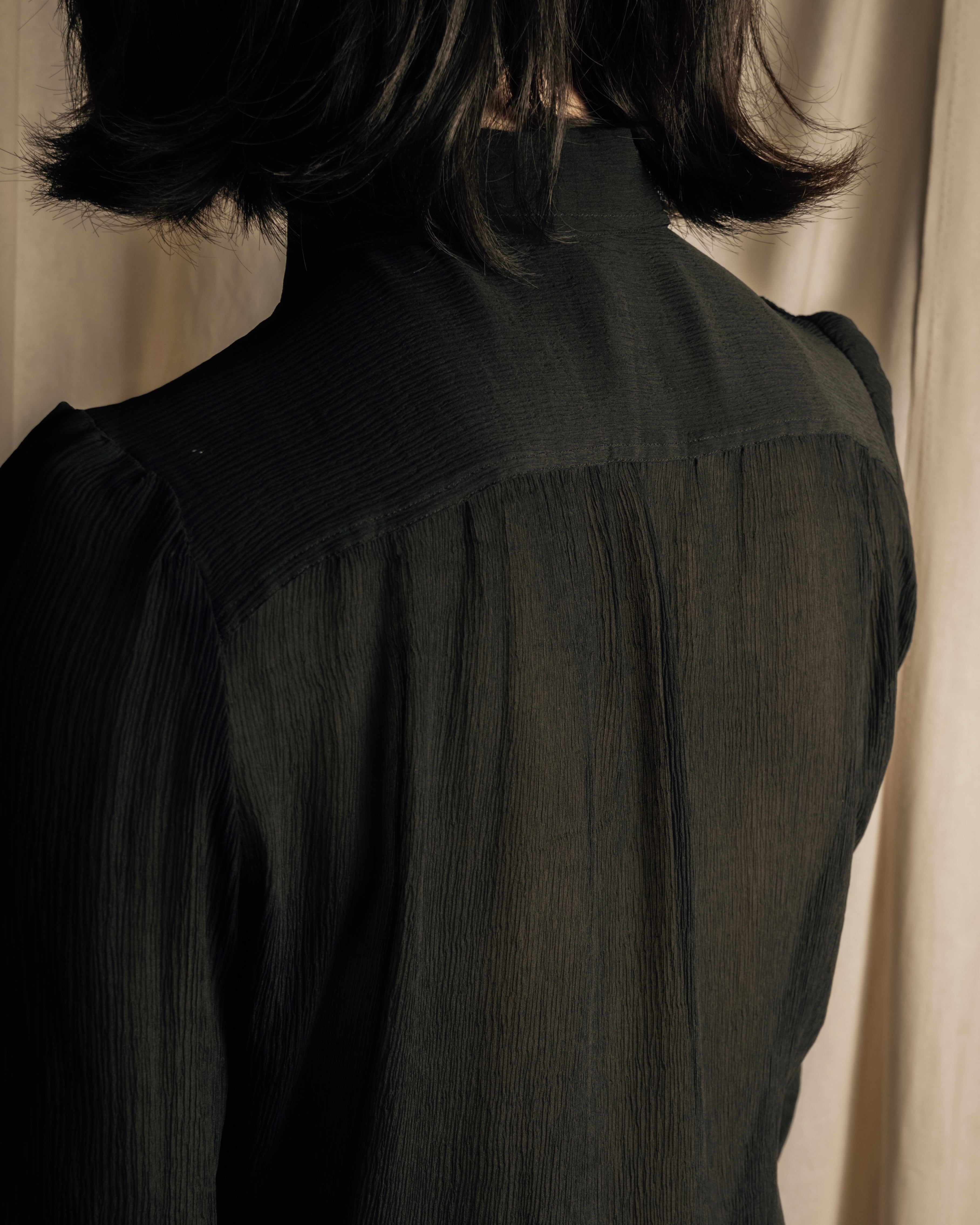 "Christian Dior PRETA PORTER" Compact gathered design crepe fabric blouse