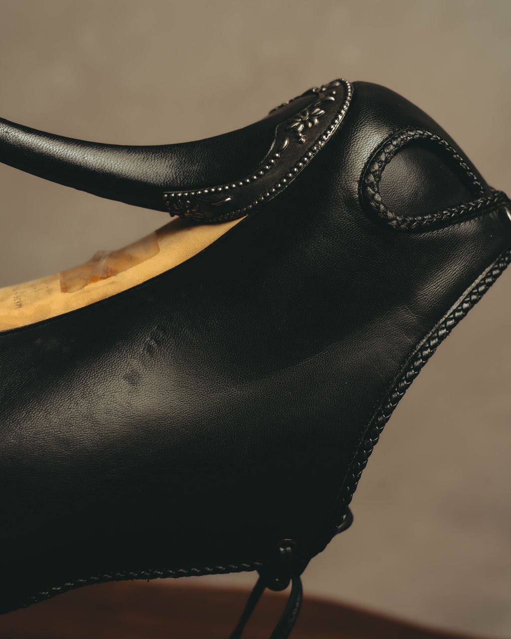 -SPECIAL- “Christian Dior” 00’s Ornate metal heel lace-up ankle boots