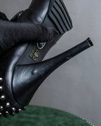 Alexandar McQueen" Studs & belt design heel boots