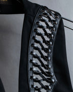 "LOUIS VUITTON" Leather tape cross knit detail vest