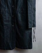 "vanessa bruno" Lace fringe design drawstring cotton linen shirt dress