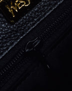 "YVES SAINT LAURENT" Hand stitched design trapezoid leather bag