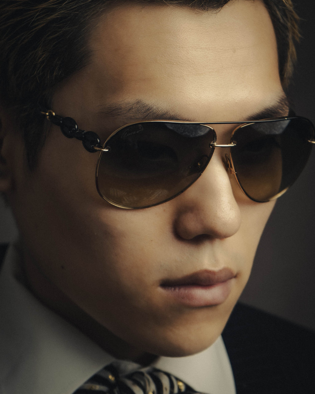 -SPECIAL- "Gucci" 00's Vintage aviator sunglasses with marina chain temples