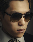 -SPECIAL- "Gucci" 00's Vintage aviator sunglasses with marina chain temples