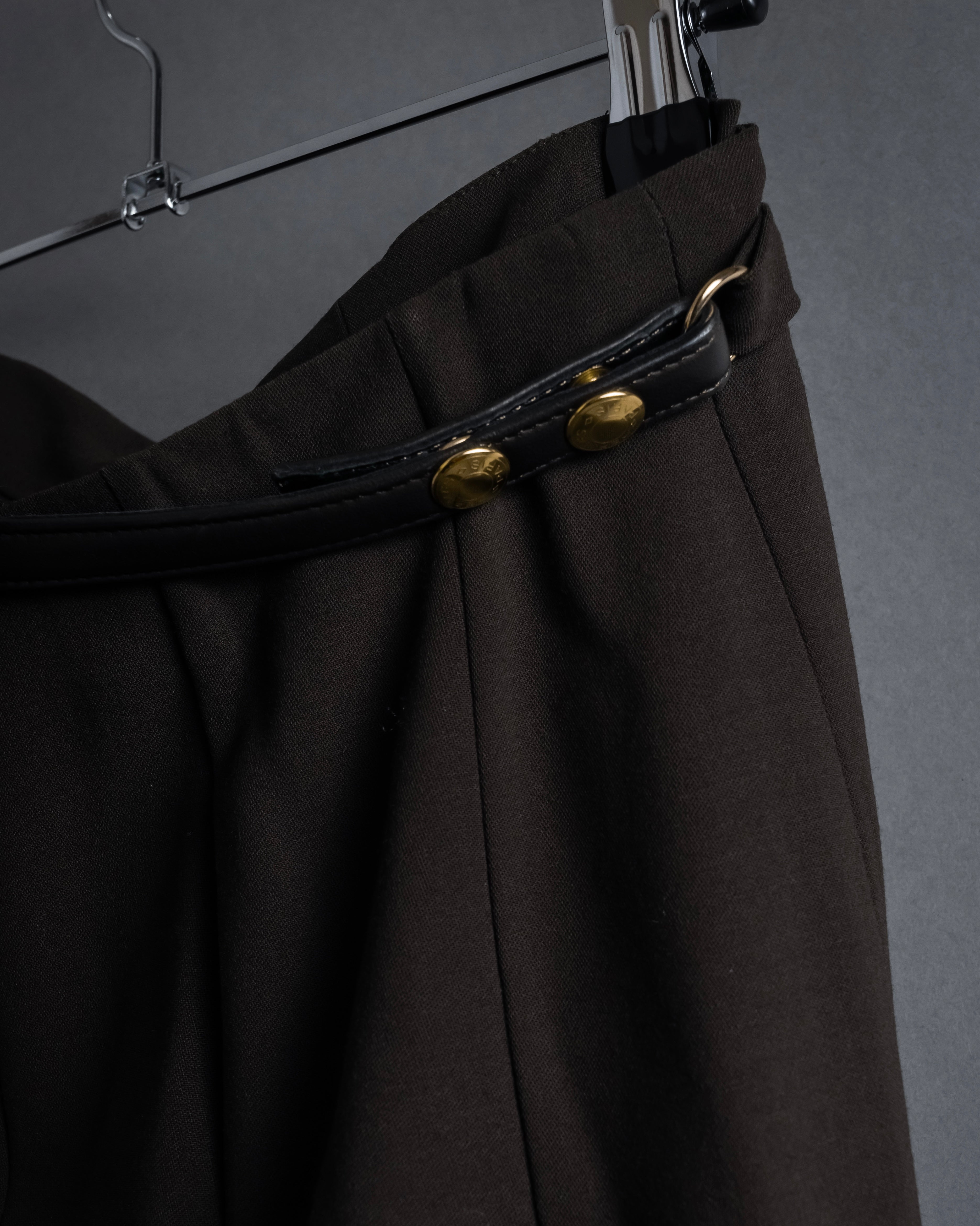 "HERMES" 90's Gold parts design derived from horse tack flared skirt