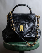 "DOLCE &amp; GABBANA" Gold chain two-way leather bag