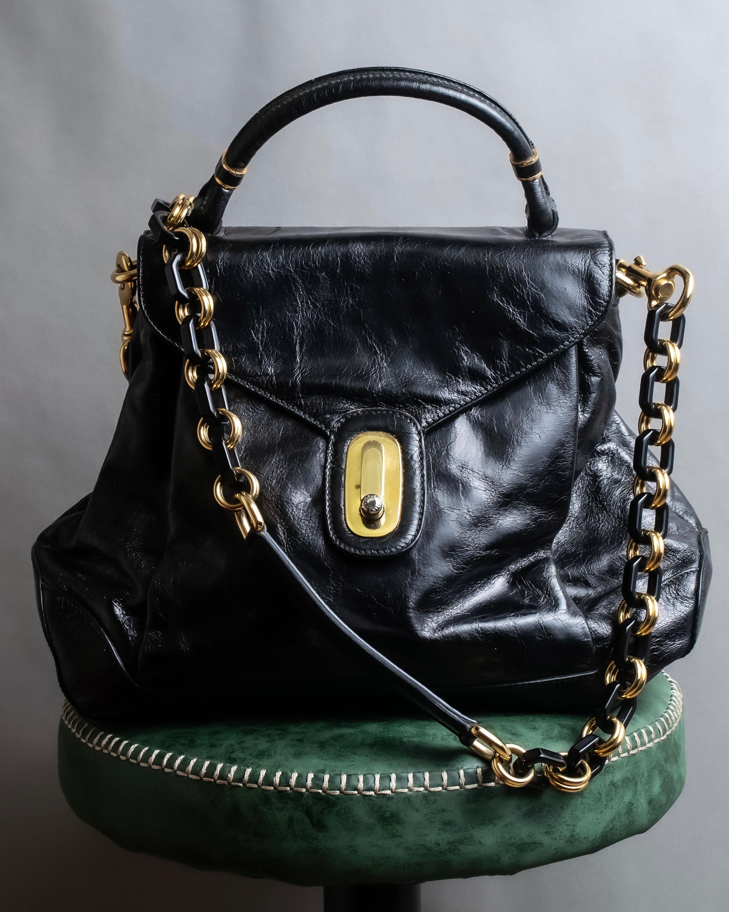"DOLCE & GABBANA" Gold chain two-way leather bag