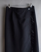 "ISSEY MIYAKE" Organic cutout fringe wrap skirt