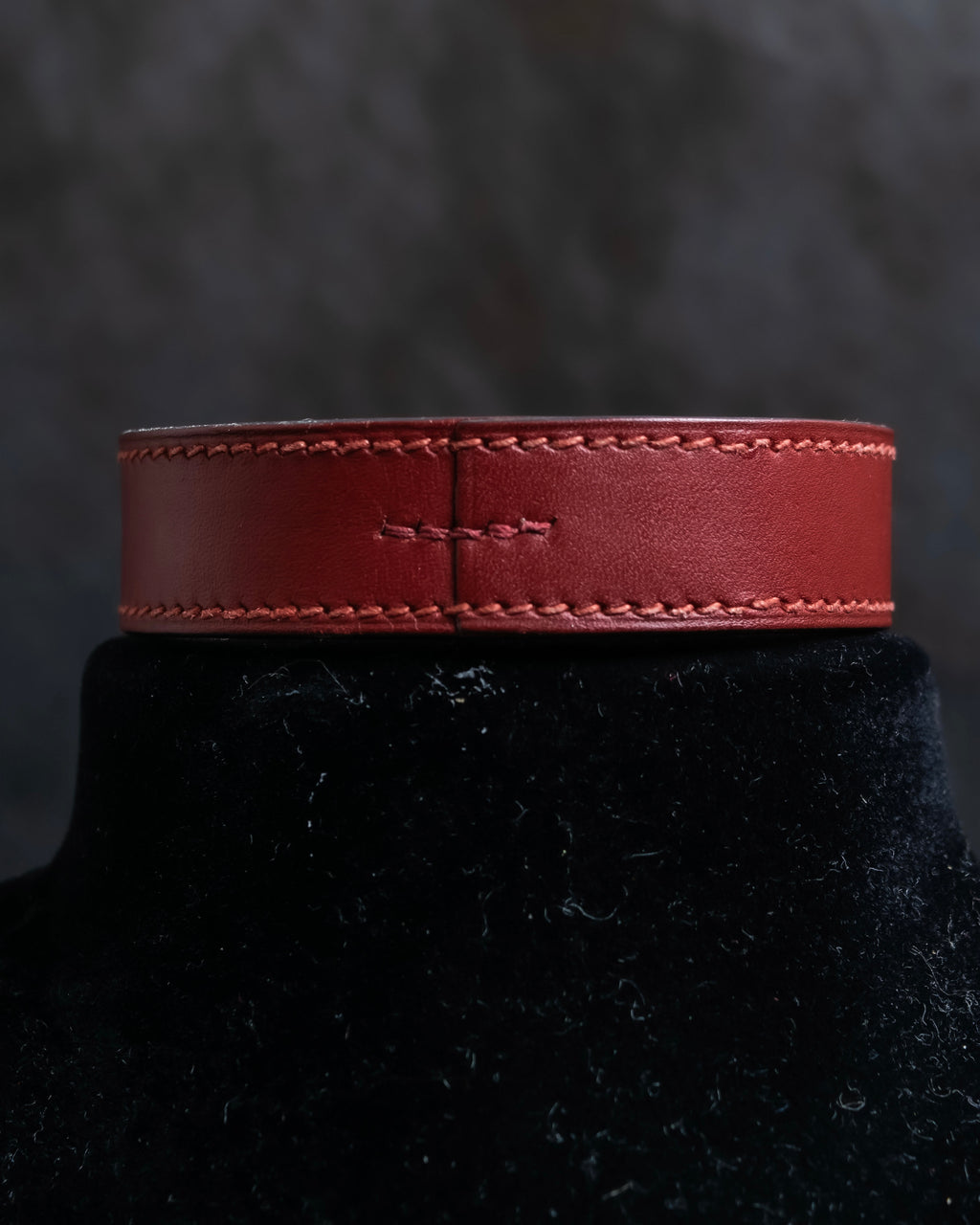"HERMES" Margiela period burgundy leather bracelet