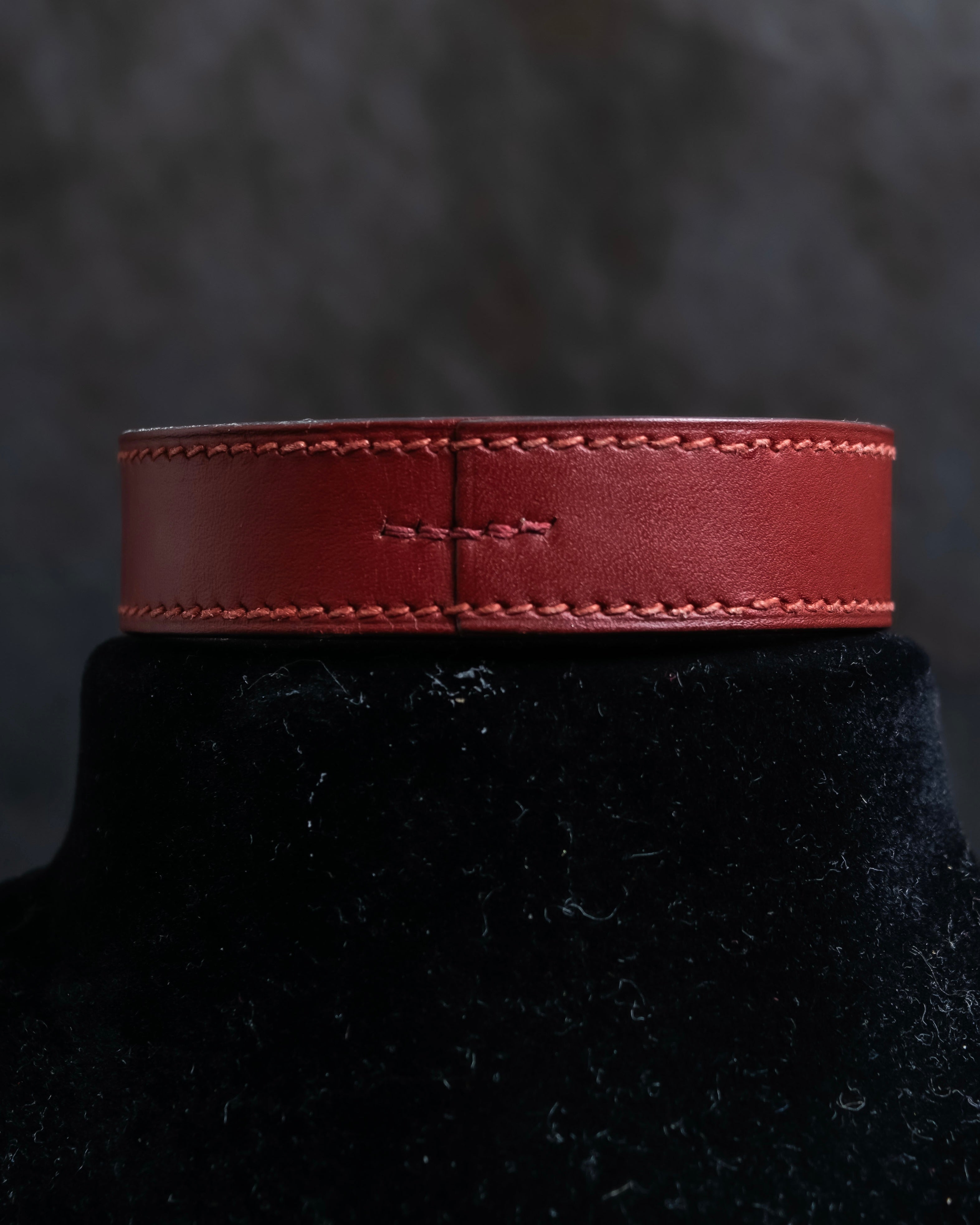 "HERMES" Margiela period burgundy leather bracelet