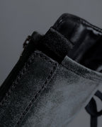 "PRADA" Military detail brushed leather lace-up long boots