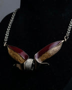 "BALENCIAGA" Gold glitter leaf motif necklace