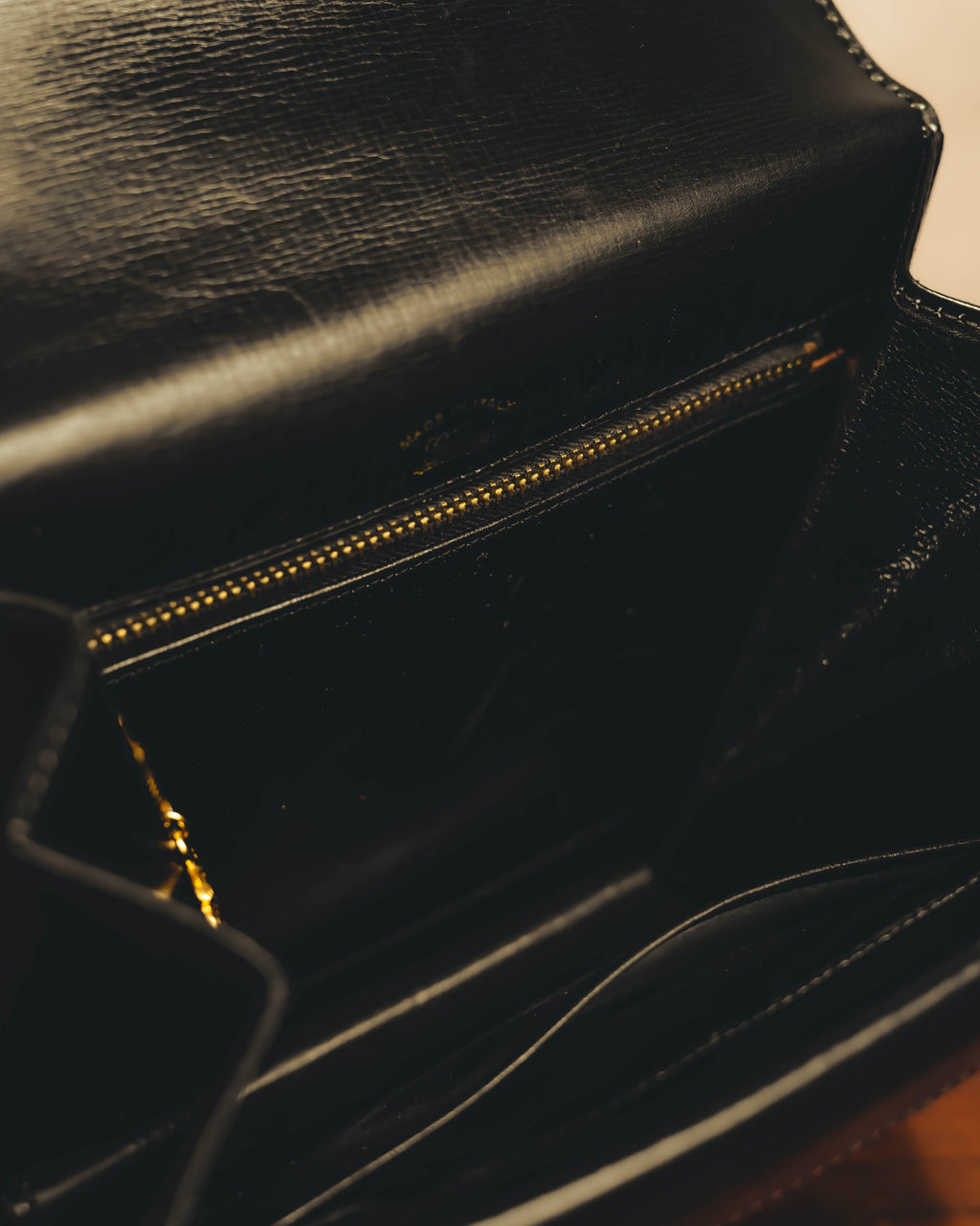 "GUCCI" 70's-80's Structured leather shoulder bag