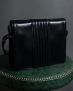 "YVES SAINT LAURENT" Straight ridge design square forum leather bag