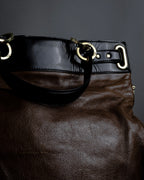 "BALENCIAGA" Gold turn lock design leather combination bag