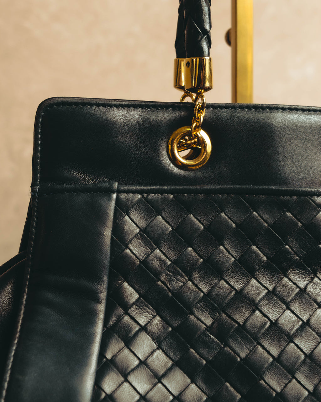 -SPECIAL- “Bottega Veneta” 00’s intrecciato braided handle oversized leather tote bag
