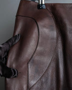 "Hermes by Gaultier" Round Pocket Wine Red Leather Skirt